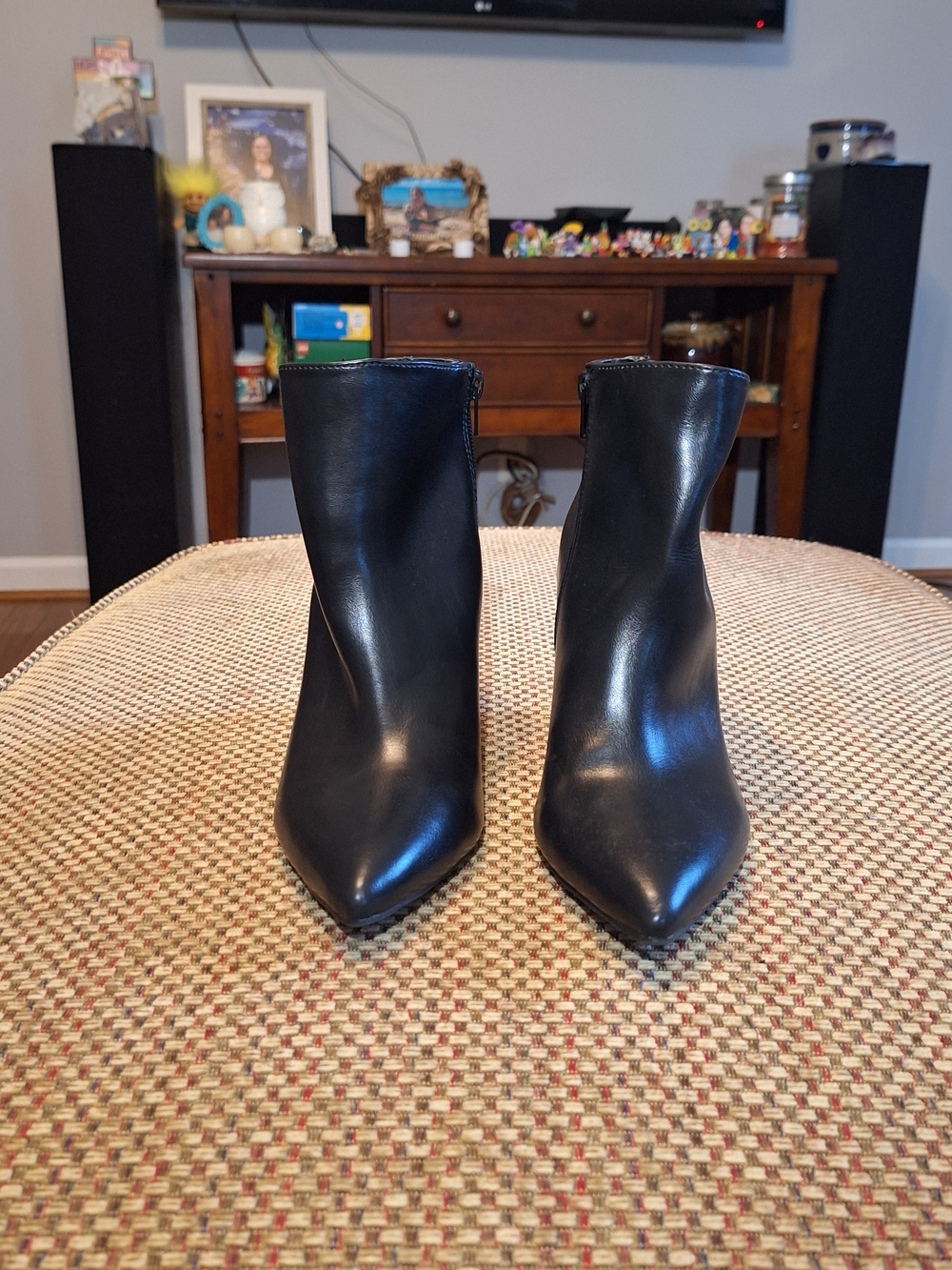 Rachel Zoe Black Pointed Manmade Leather Ankle Booties with Sleek Silhouette